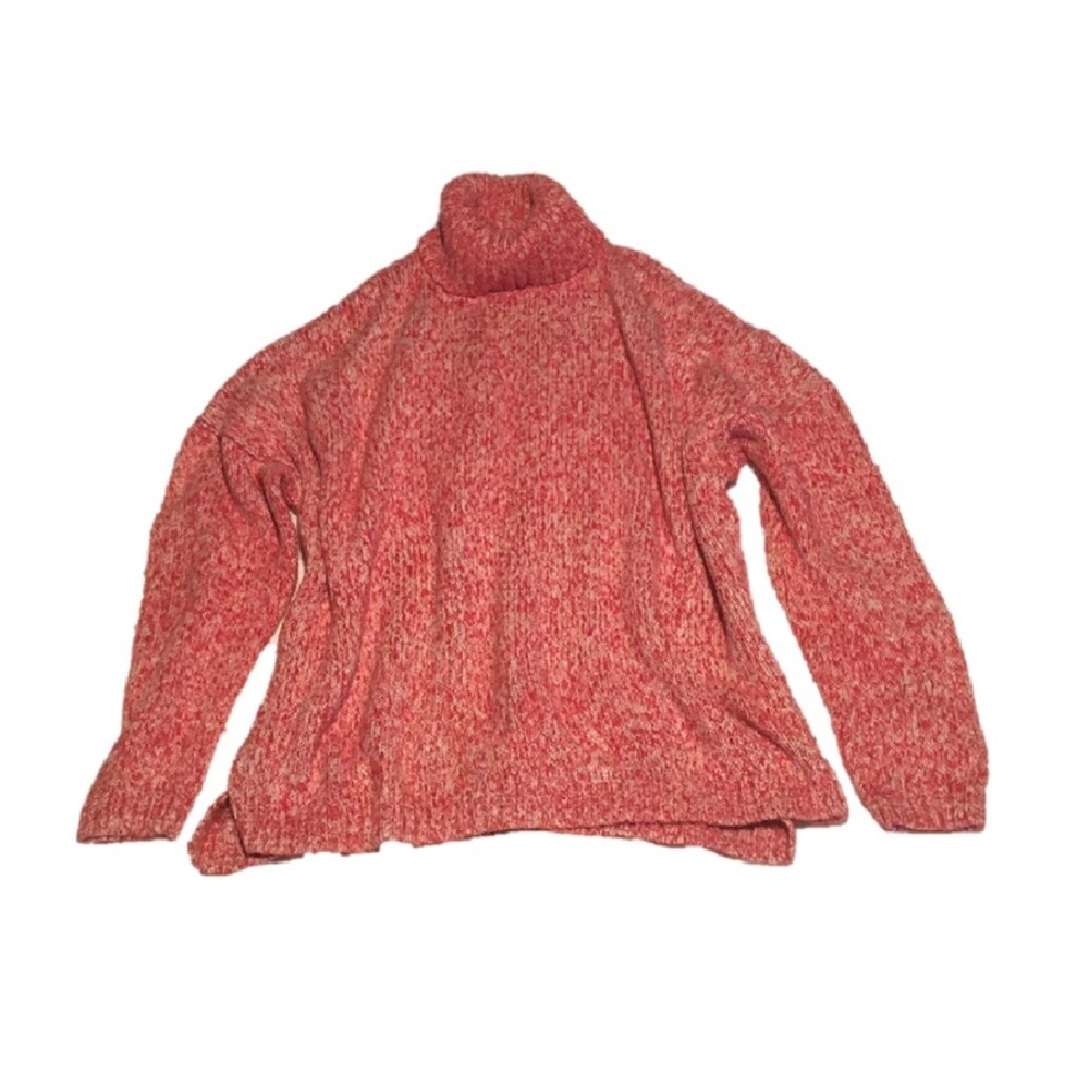 🎯3 for $30🎯 Sweater Womens XXL pink white heather turtleneck 80s 90s Oversized
